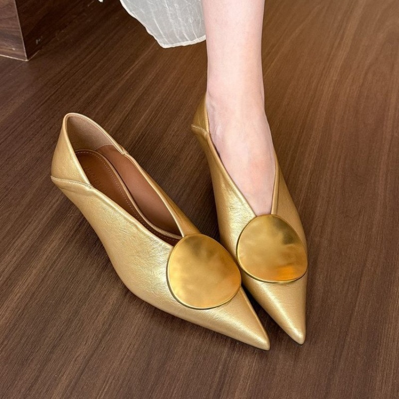 Women Shoes Casual - Wsuwane damskie baleriny z ostrym noskiem