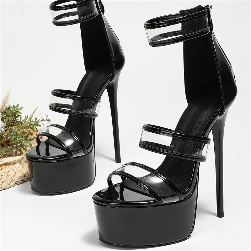 Damskie czarne lakierowane san – Strappy Heeled Sandals recenzja i cena